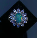 32.85CT Natural Opal And Tanzanite Combin Ring With 925 Sterling Silver