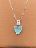 Aquamarine pendant | Necklace | Heart Shape | 2 - Stones
