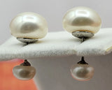 DOUBLE SIDED PEARL EARRING IN FINE STERLING SILVER WHITE PEARLS