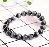 Natural Eagle Eye Round Beads, Stretchable Bracelet