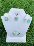 Eye Catching Emerald Jewelry Set | Ring | Earrings |Pendant | 925 Sterling