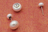 DOUBLE SIDED PEARL EARRING IN FINE STERLING SILVER WHITE PEARLS