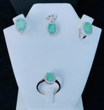 Eye Catching Emerald Jewelry Set | Ring | Earrings |Pendant | 925 Sterling