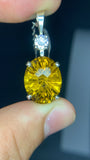 24.390 CT Natural Citrine Necklace With Cubic Zirconia ,925 Sterling Silver