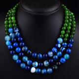 Beautiful 842 Cts Geniune Onyx & Jade Necklace 20 inches