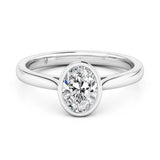 Ellie Design 18K Oval Natural Diamond Solitaire Ring
