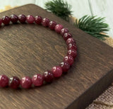 Natural Garnet Round Stretchable Bracelet
