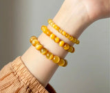 Natural Yellow Tiger Eye Round Beats Stretchable Bracelet