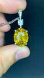 24.390 CT Natural Citrine Necklace With Cubic Zirconia ,925 Sterling Silver