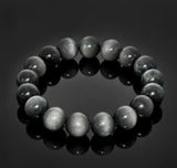 Natural Eagle Eye Round Beads, Stretchable Bracelet