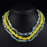 Beautiful 515 Cts Onyx & Aquamarine Necklace 20 inches