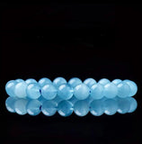 Natural Aquamarine Round Beads, Btretchable Bracelet