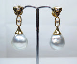 Australian South Sea 15mm Baroque Pearl 18ct Gold & Diamond Earring