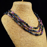 372 Cts Geniune 3 Line Watermelon Tourmaline Necklac 20 inches