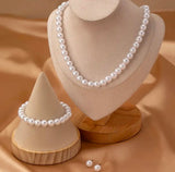 So Seautiful, Natural Pearl Set Stretchable Bracelet Earring, Neck Necklac