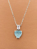 Aquamarine pendant | Necklace | Heart Shape | 2 - Stones